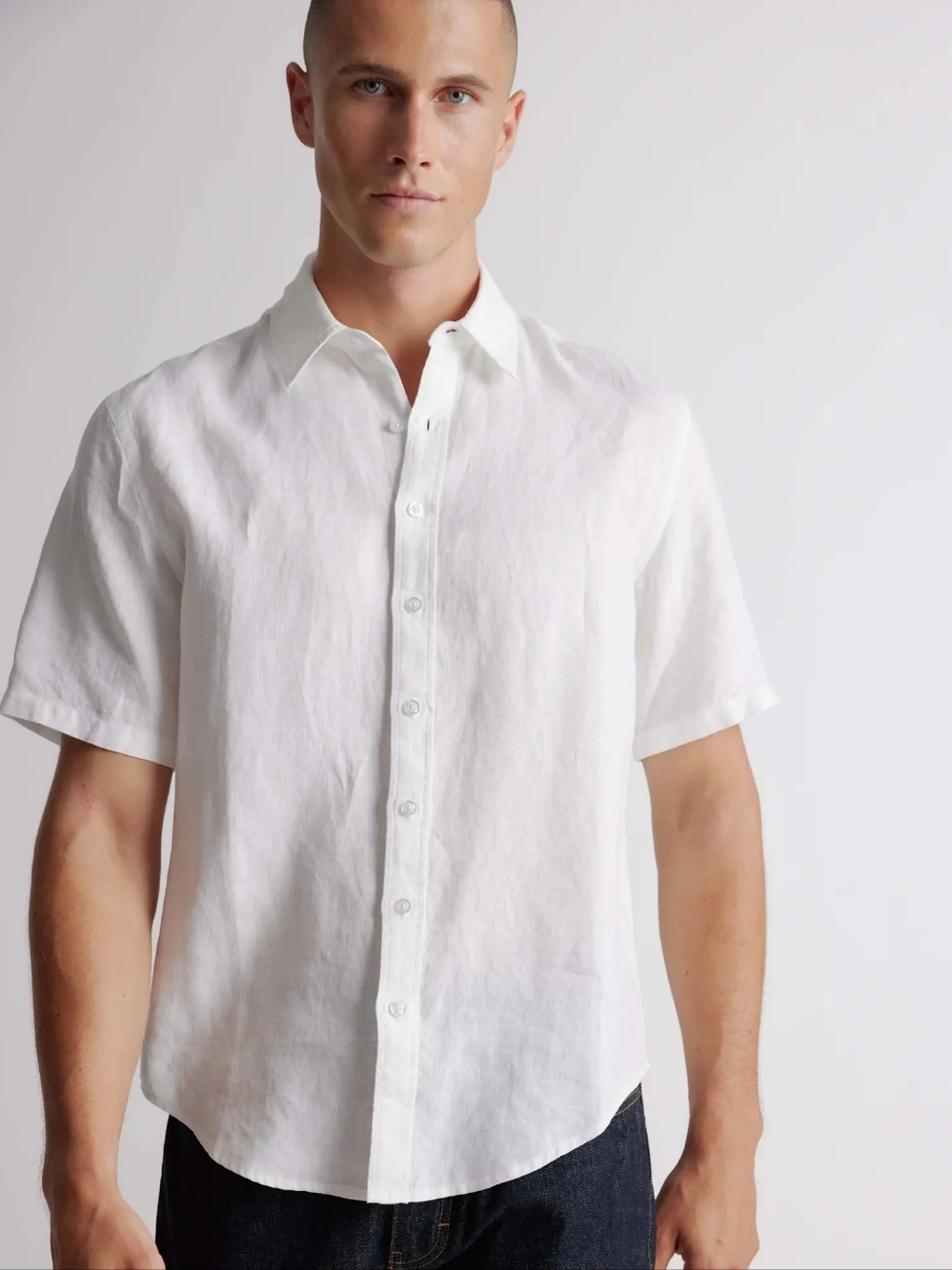 Quince White Short-Sleeve Linen Shirt